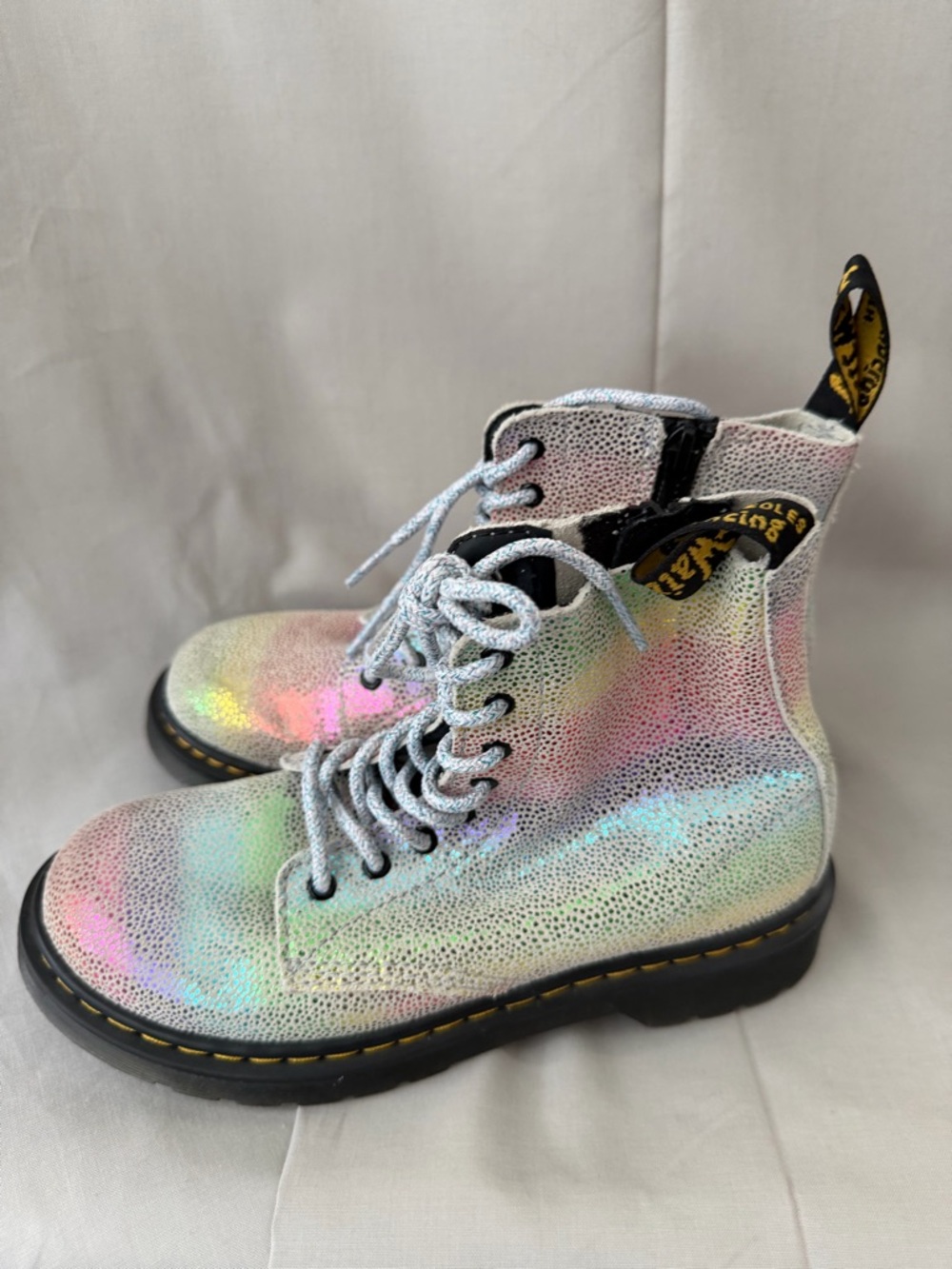 Dr. Martens Iridescent Hologram Lace-Up Boots - Multi